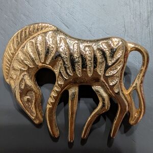 Zebra Brooch Gold Tone Pin Vintage